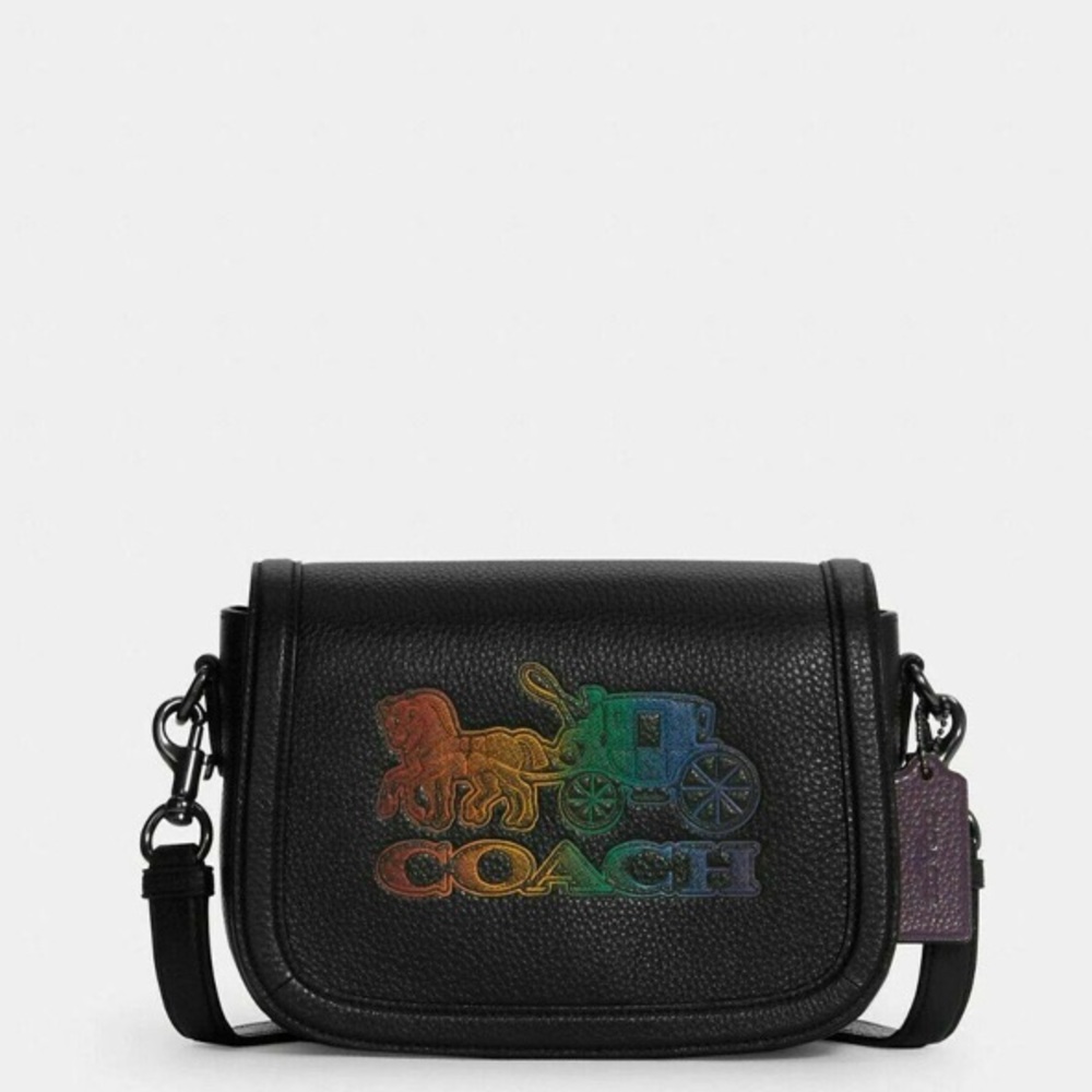 New beautiful ❤️COACH Flap Saddle Crossbody Bag Horse And Carriage
